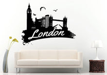 Load image into Gallery viewer, London City Landmark Skyline View Tall Buildings Bridges Wall Decal Vinyl Sticker Mural Room Decor L1033