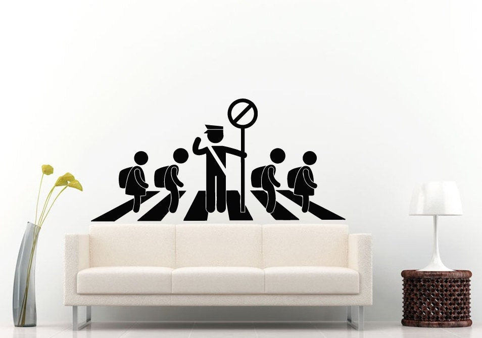 Kids Students Children Crossing The Road Wall Decal Vinyl Sticker Mural Room Decor L1042