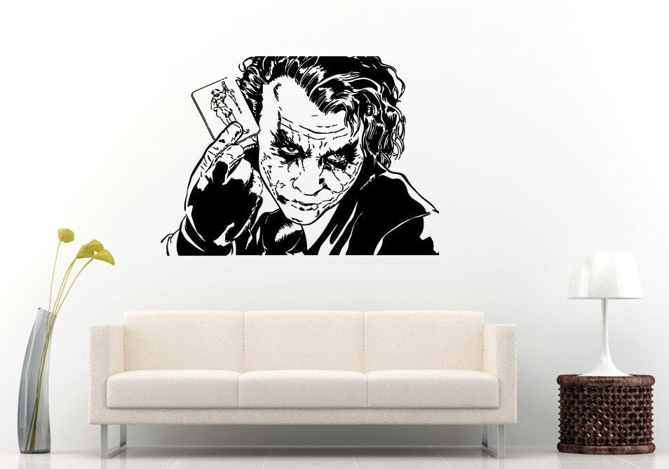 Joker Funny Man Crazy Creepy Smile Holding A Playing Card Why So Serious Wall Decal Vinyl Sticker Mural Room Decor L1049