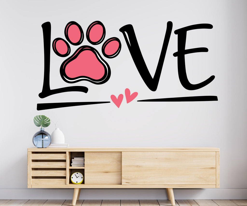 Love Paw wall decal Dad Dog decor Dog wall art Decal Dog Lover Animals wall decal Dog Wall Bathroom Wall Decals Stickers Vinyl 1171RS