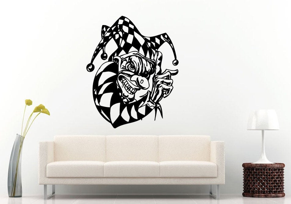 Joker Funny Man Hat With Bells Checkered Clothes Why So Serious Wall Decal Vinyl Sticker Mural Room Decor L1046