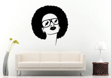 Load image into Gallery viewer, African American Woman Girl Lady With An Afro Hair Salon Style And Glasses Shades Swag Wall Decal Vinyl Sticker Mural Room Decor L1051