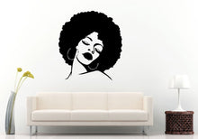 Load image into Gallery viewer, African American Woman Girl Lady With An Afro Hair Salon Style And Big Earrings Swag Wall Decal Vinyl Sticker Mural Room Decor L1052