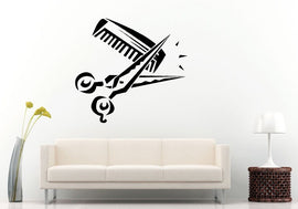 Scissors Comb Brush Hair Dresser Cutting Tool Salon Spa Barbershop Barber Stylist Wall Decal Vinyl Sticker Mural Room Decor L1056