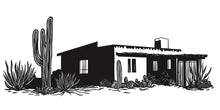Load image into Gallery viewer, Southwest Adobe House Wall Decal, Desert Ranch Wall Art, Arizona Cactus Decor, Modern Southwest Mural, Airbnb Desert Wall Sticker
