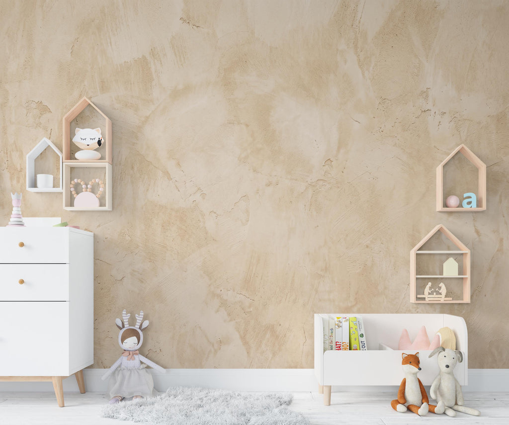Beige Plaster Texture Wallpaper | Neutral Limewash Wall Mural | Rustic Stucco Peel and Stick Wallpaper for Living Room 1163RS