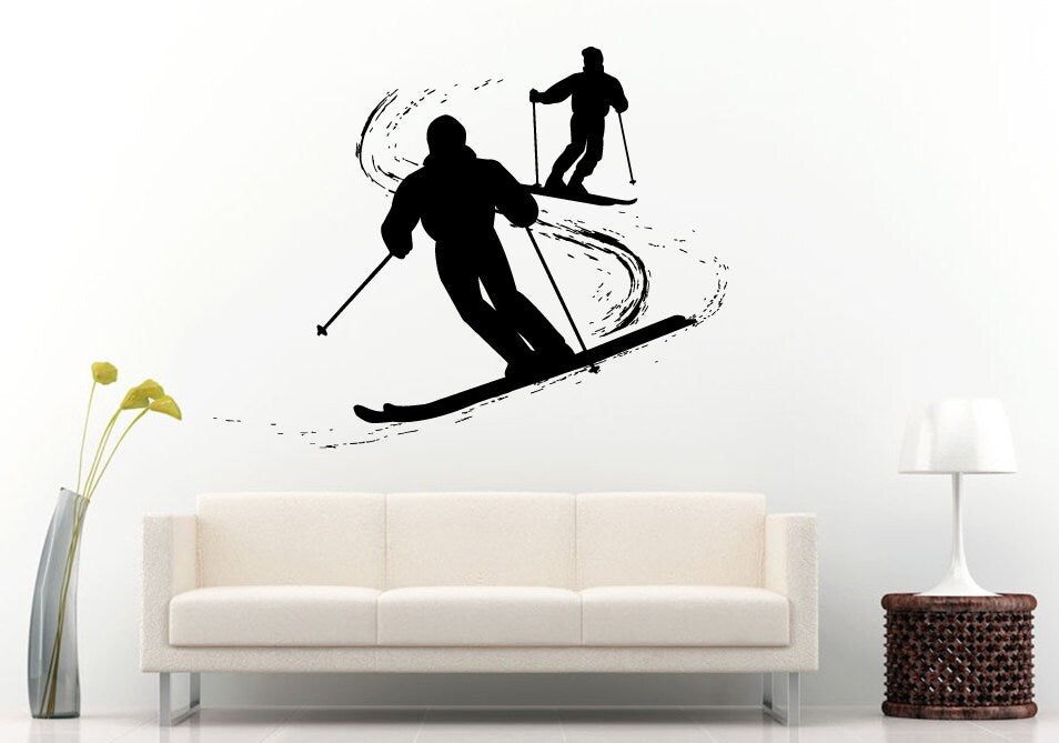 Ski Skiing People Sport Trick Stunt Winter Sport Wall Decal Vinyl Sticker Mural Room Decor L1062