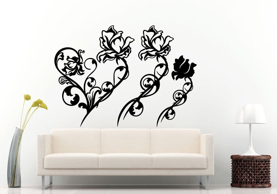 Roses Bush Flower Floral Wall Decal Vinyl Sticker Mural Room Decor L1060