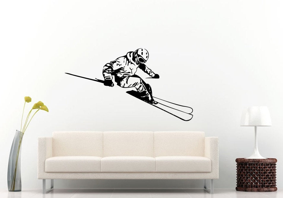 Ski Skiing People Sport Trick Stunt Winter Sport Wall Decal Vinyl Sticker Mural Room Decor L1061