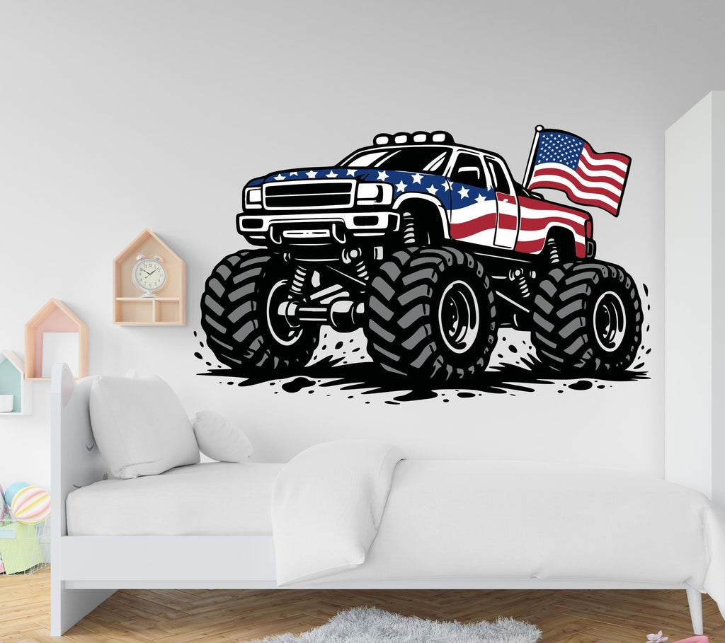 Monster Truck Wall Decal Truck Wall Sticker Car Art Truck Wall Vinyl Wall Decal Truck Lover Room Gifts Vinyl Wall Art Stickers 1176RS