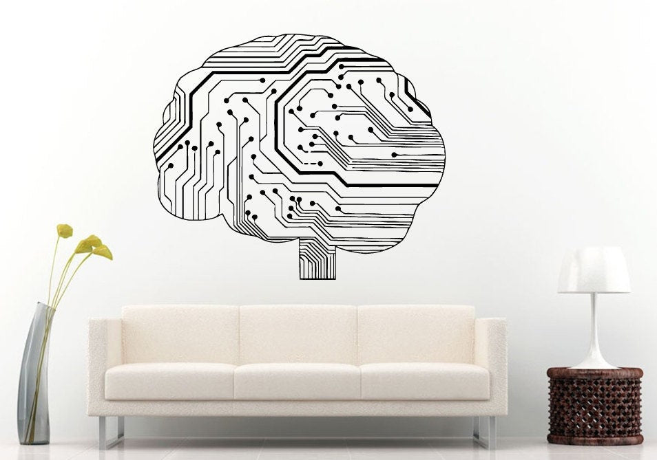 Neurelectric Human Brain Circuit Board Wall Decal Vinyl Sticker Mural Room Decor L1073