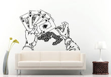 Load image into Gallery viewer, Hand Poker Game Chips Gambling Card Game Casino Wall Decal Vinyl Sticker Mural Room Decor L1077