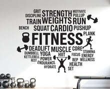 Load image into Gallery viewer, Fitness Vinyl Gym Wall Decal, Inspirational Words, Gym Decal, Fitness Collage, Gym Wall Art Gym Decor Gym Wall Decor Motivational Art 1182RS