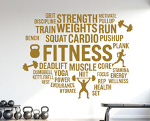 Load image into Gallery viewer, Fitness Vinyl Gym Wall Decal, Inspirational Words, Gym Decal, Fitness Collage, Gym Wall Art Gym Decor Gym Wall Decor Motivational Art 1182RS