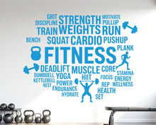 Load image into Gallery viewer, Fitness Vinyl Gym Wall Decal, Inspirational Words, Gym Decal, Fitness Collage, Gym Wall Art Gym Decor Gym Wall Decor Motivational Art 1182RS