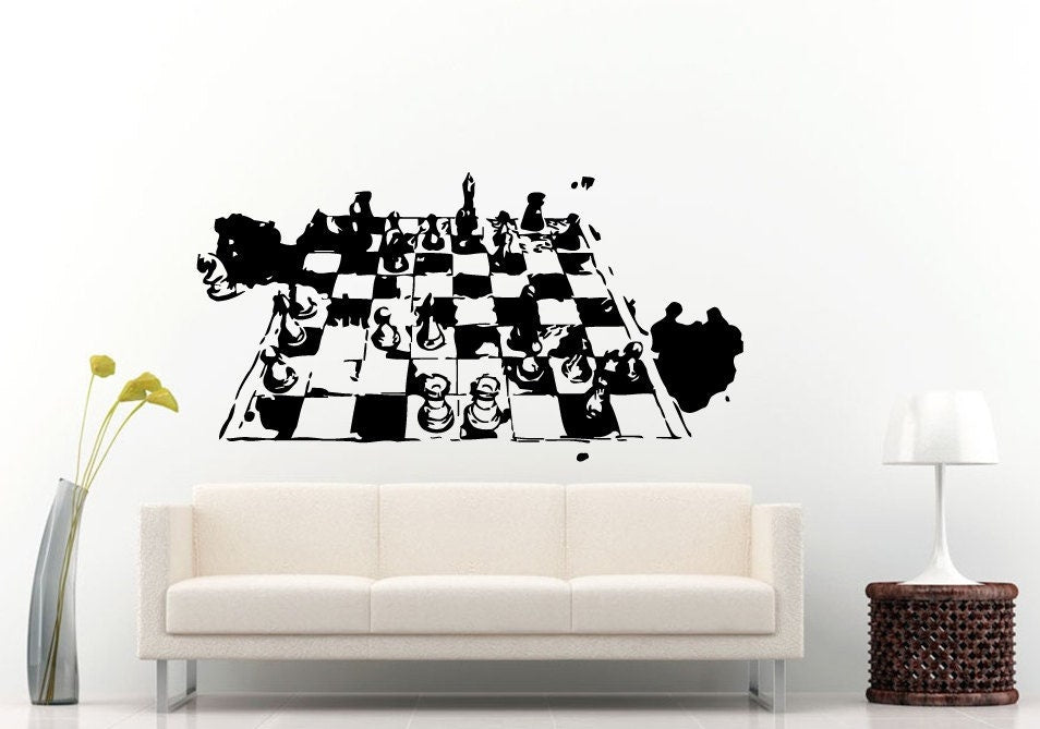 Chess Strategy Thinking Smart Table Game Wall Decal Vinyl Sticker Mural Room Decor L1079