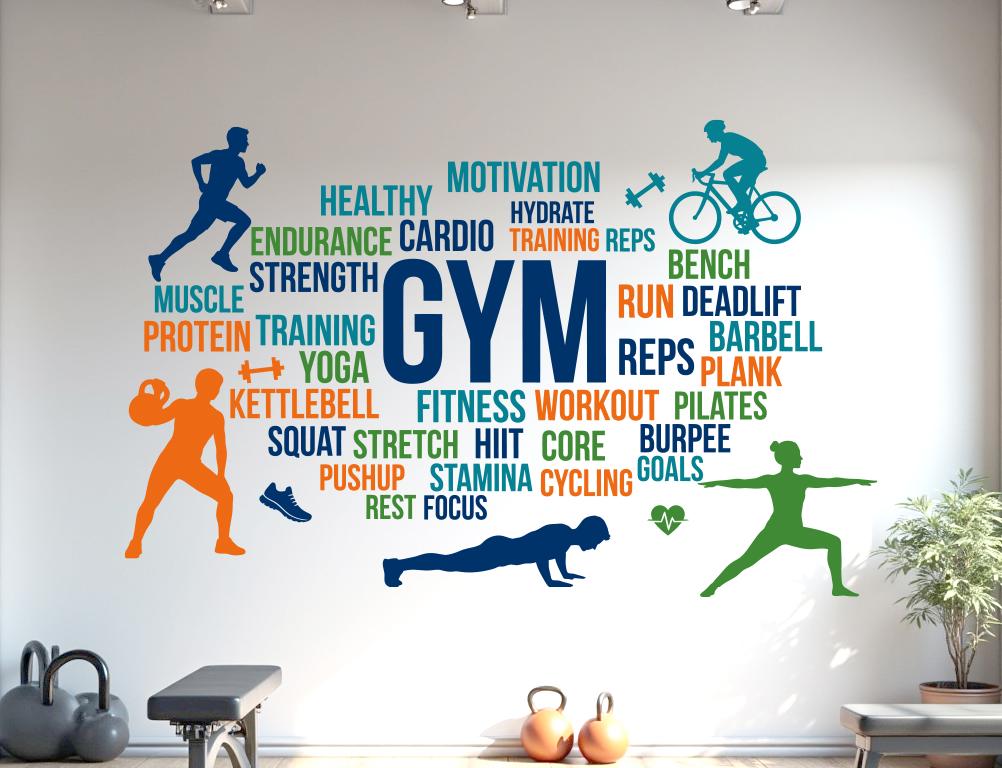 Gym Wall Decal, Inspirational Words, Gym Decal, Fitness Collage, Gym Wall Art Gym Decor Gym Wall Decor Motivational Art 1184RS