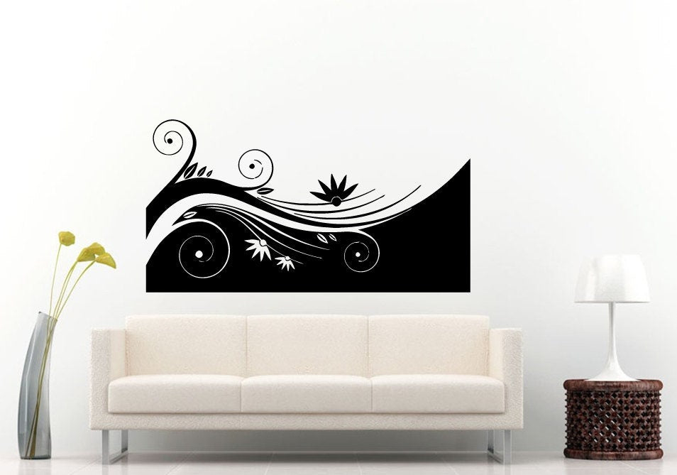 Flower Floral Swirl Tree Branch Bush Leaf Leaves Nature Plant Tribal Arrangement Wall Decal Vinyl Sticker Mural Room Decor L1068