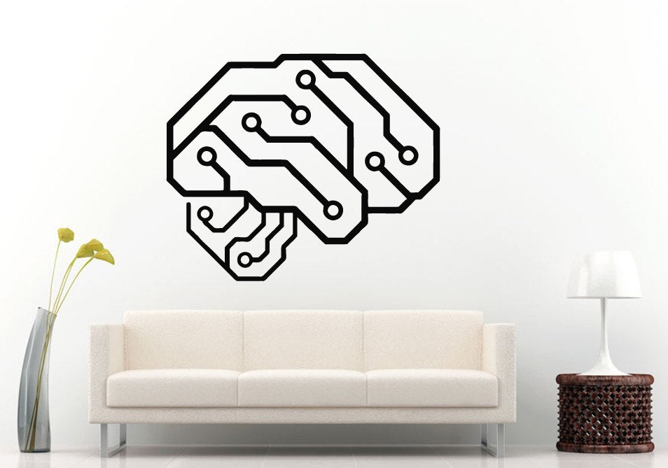 Neurelectric Brain Circuit Board Wall Decal Vinyl Sticker Mural Room Decor L1070