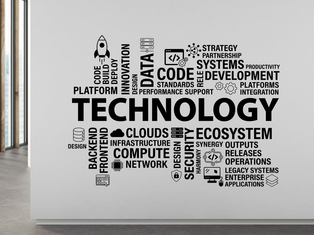 Technology Wall Decal, Circuit Board Wall Vinyl, Office Wall Decor, Business Software Wall Sticker, Computer It Decor Office 1185RS