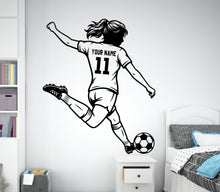 Load image into Gallery viewer, Soccer Girl wall decal Sport Wall Decal Kids Decal Personalized Gifts wall Vinyl Wall Sticker Boy Room 1190RS