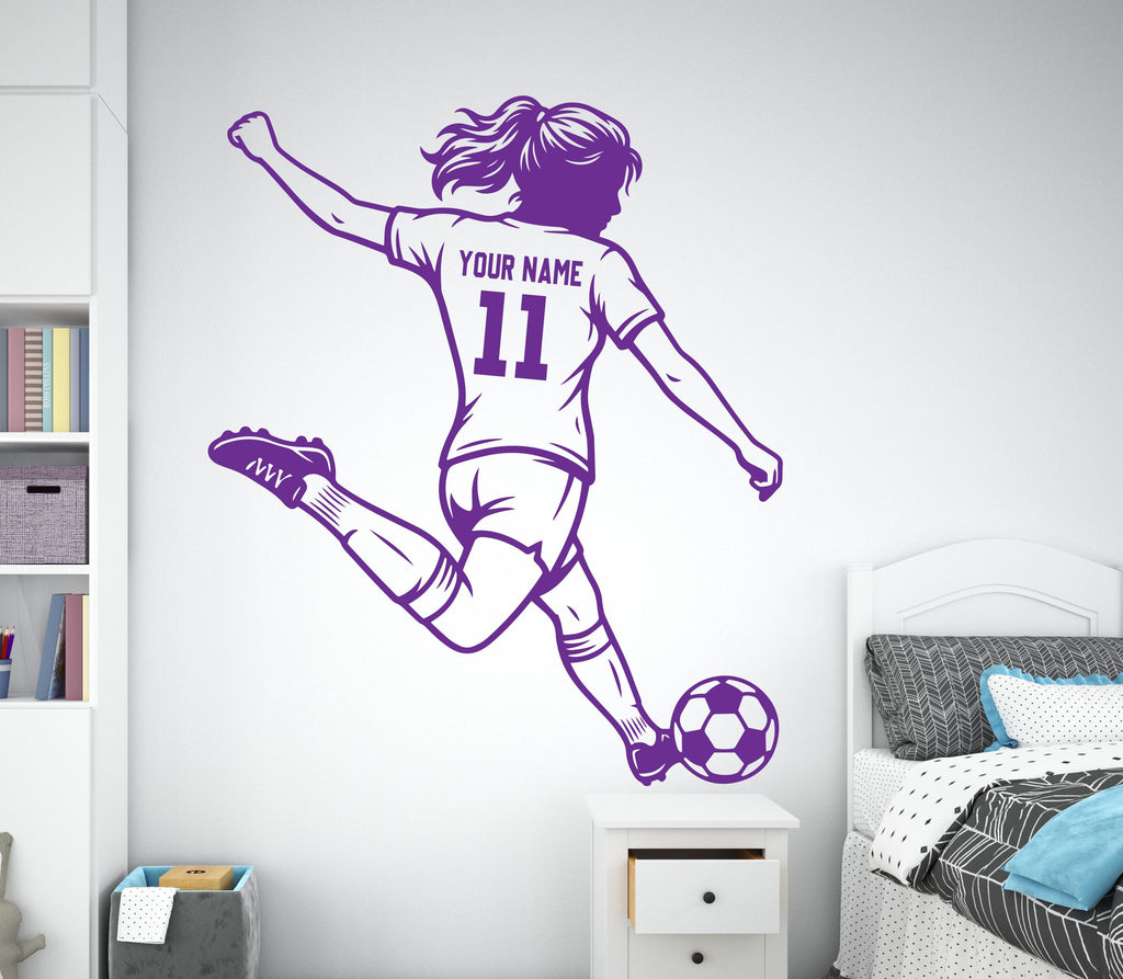Soccer Girl wall decal Sport Wall Decal Kids Decal Personalized Gifts wall Vinyl Wall Sticker Boy Room 1190RS
