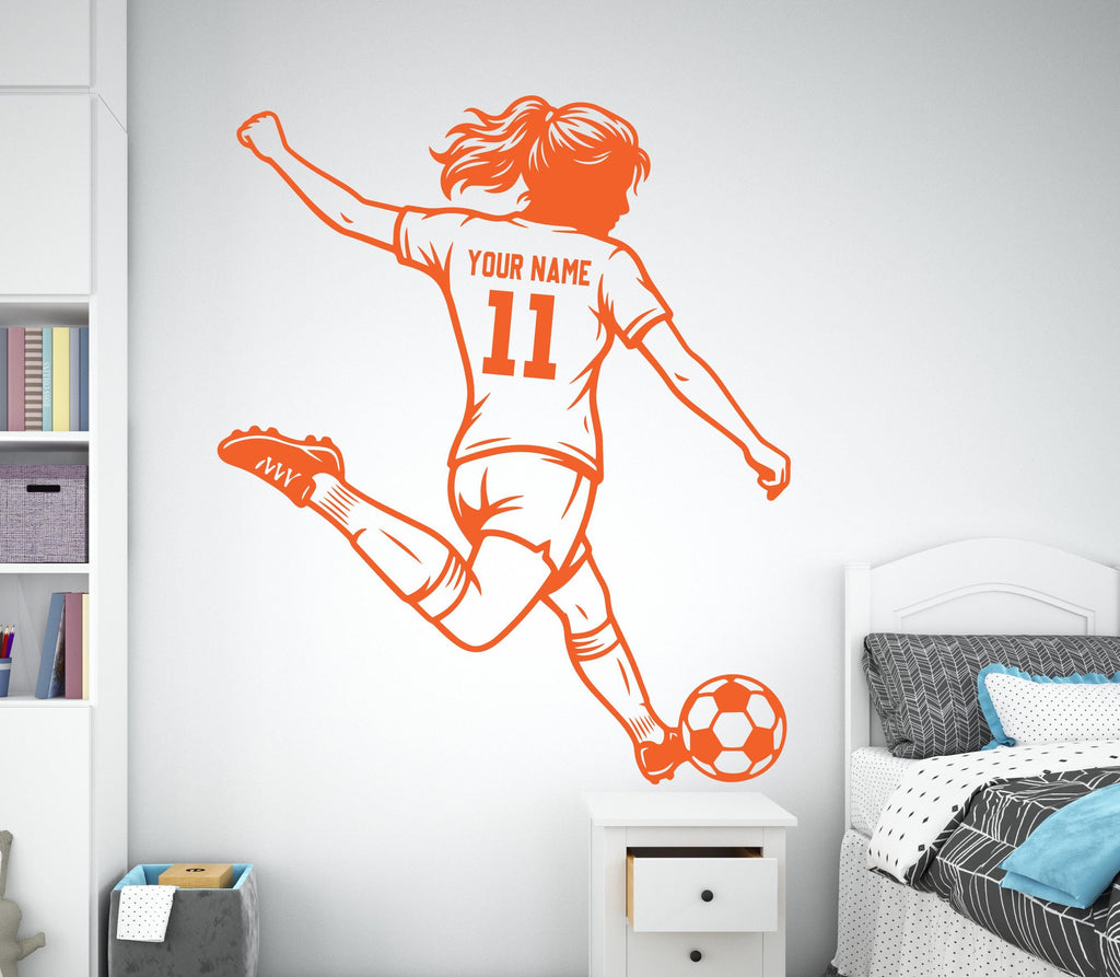 Soccer Girl wall decal Sport Wall Decal Kids Decal Personalized Gifts wall Vinyl Wall Sticker Boy Room 1190RS