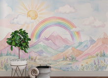 Load image into Gallery viewer, Pastel Rainbow Mountain Wall Mural Wallpaper for Girls Room | Watercolor Nursery Wallpaper | Peel and Stick or Non-Woven 1165RS