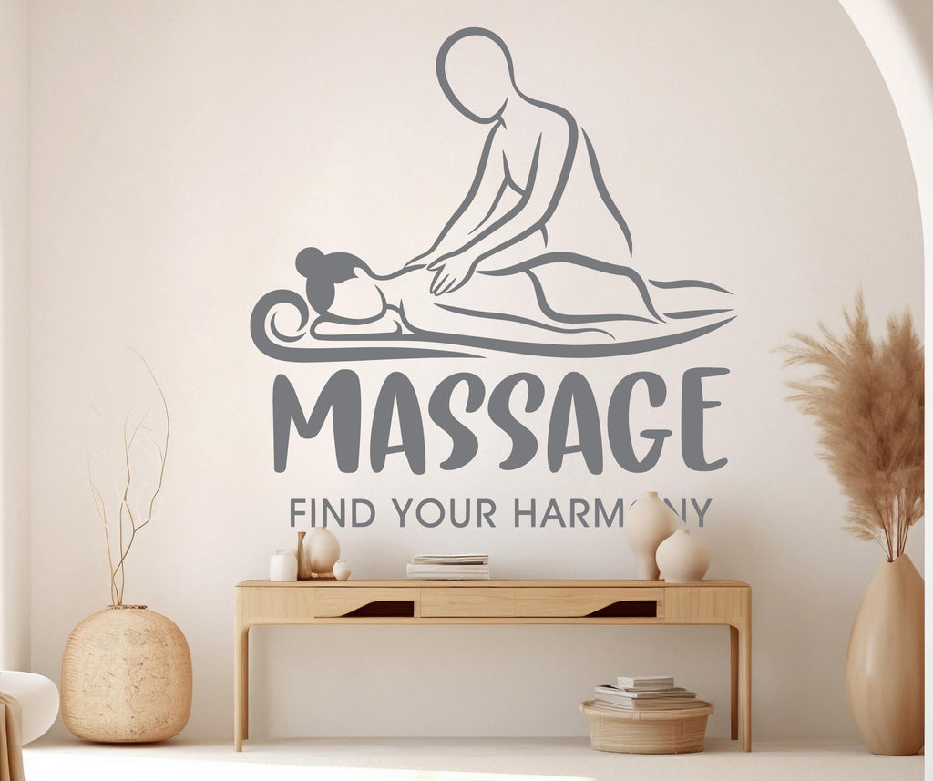 Massage Wall Decal | Modern Spa Salon Decor | Vinyl Sticker for Beauty Saloon | Professional Studio Art Design 1167RS