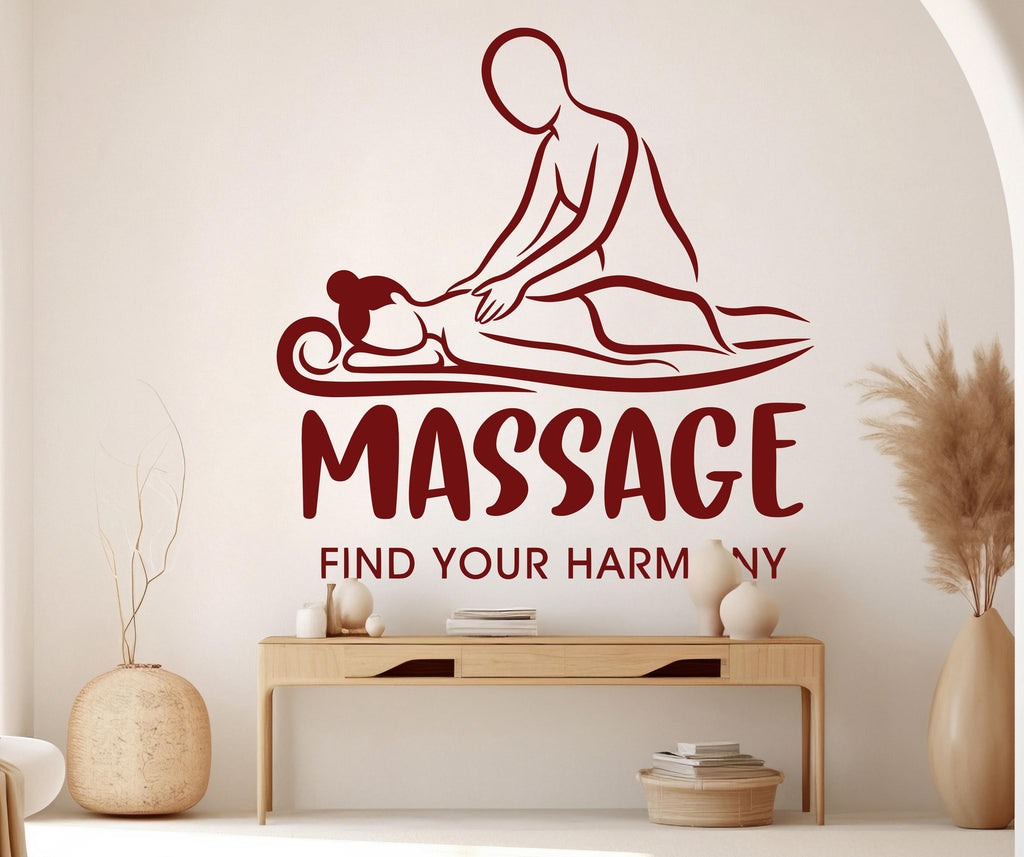 Massage Wall Decal | Modern Spa Salon Decor | Vinyl Sticker for Beauty Saloon | Professional Studio Art Design 1167RS
