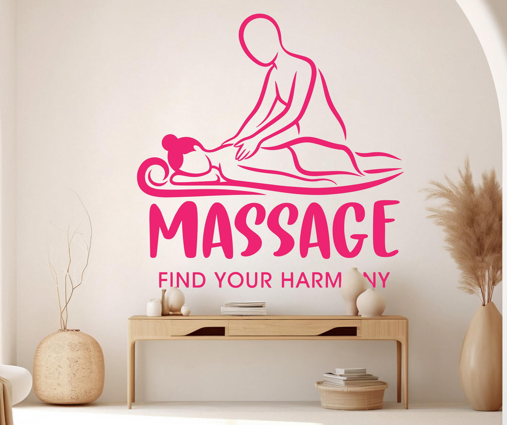 Massage Wall Decal | Modern Spa Salon Decor | Vinyl Sticker for Beauty Saloon | Professional Studio Art Design 1167RS