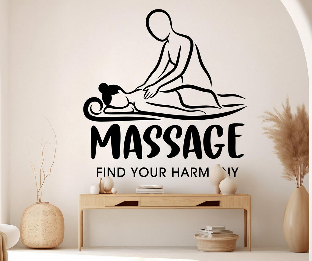Massage Wall Decal | Modern Spa Salon Decor | Vinyl Sticker for Beauty Saloon | Professional Studio Art Design 1167RS