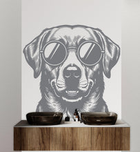 Load image into Gallery viewer, Labrador Happy Dog with Sunglasses Dog wall decal Dog decor Dog kids Dog wall art Decal Dog Lover Animals Dog Wall Bathroom Decals 435DE