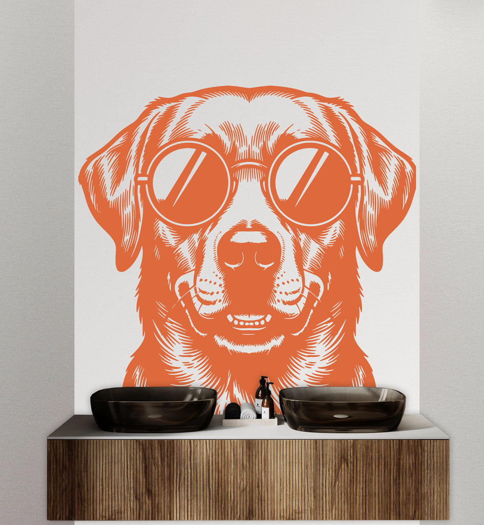 Labrador Happy Dog with Sunglasses Dog wall decal Dog decor Dog kids Dog wall art Decal Dog Lover Animals Dog Wall Bathroom Decals 435DE
