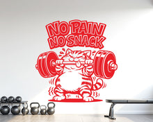 Load image into Gallery viewer, Funny Cat Gym Wall Decal No Pain No Snack fitness Decor Workout Art Vinyl Lover Strong Gym Wall Bedroom Workout Motivation Crossfit 1168RS