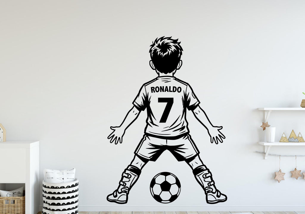 Soccer Player wall decal, Football Wall Decal Sport Vinyl, Football stickers Boys Passion Shoot your Goal Stickers, Kids Room 443DE