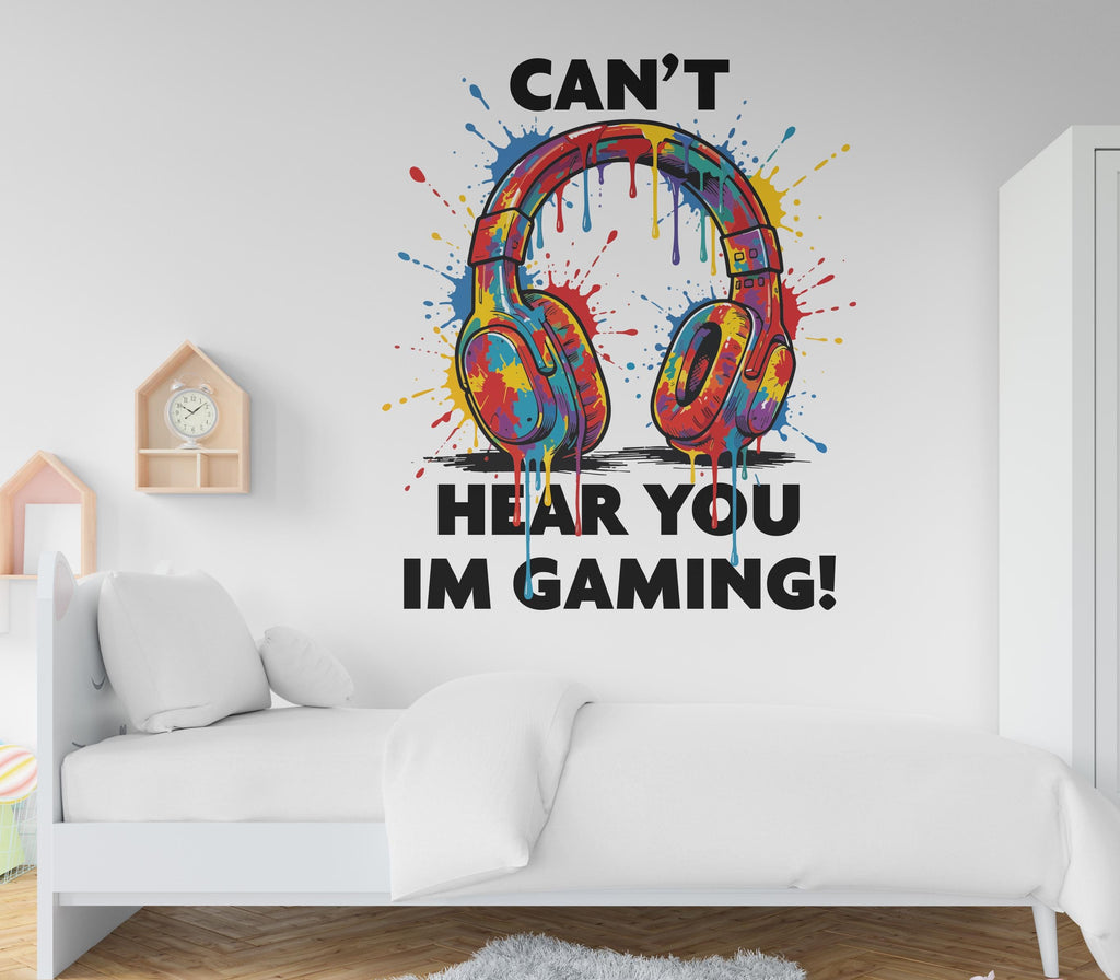 Can't Hear you Im gaming Wall Decal Gamer Wall decor Controller decal Video Game Wall Decals Gamer Kids Bedroom Vinyl Art Stickers 1173RS