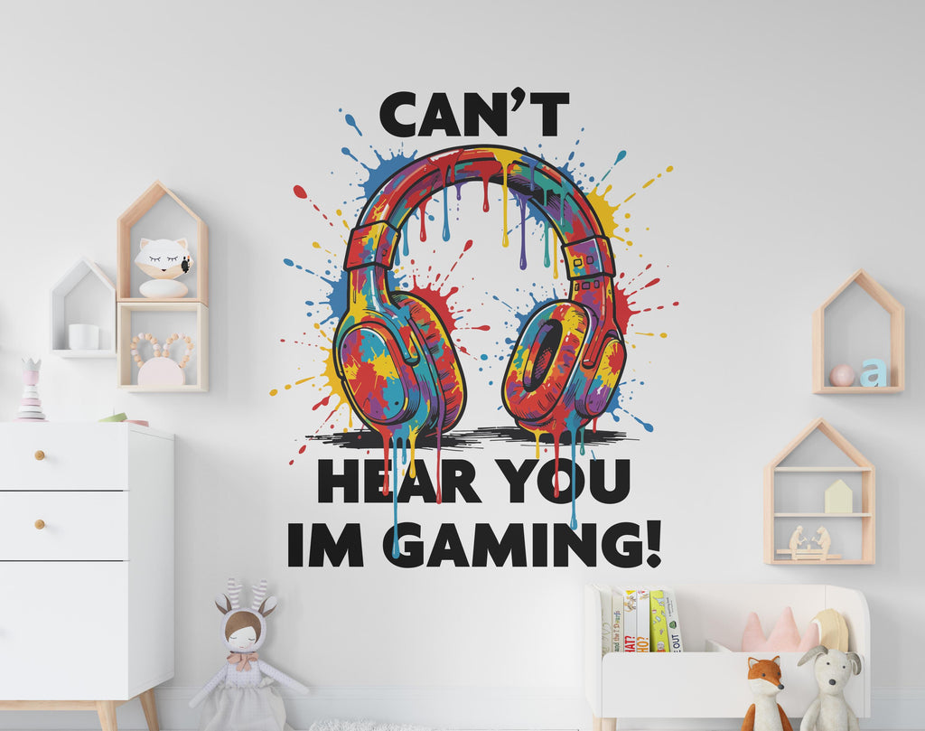 Can't Hear you Im gaming Wall Decal Gamer Wall decor Controller decal Video Game Wall Decals Gamer Kids Bedroom Vinyl Art Stickers 1173RS