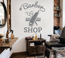 Load image into Gallery viewer, Barber Wall Decal, Barber Wall Decal, Barbershop Wall Decor, Custom Decals Razor Wall Art 1174RS