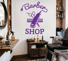 Load image into Gallery viewer, Barber Wall Decal, Barber Wall Decal, Barbershop Wall Decor, Custom Decals Razor Wall Art 1174RS