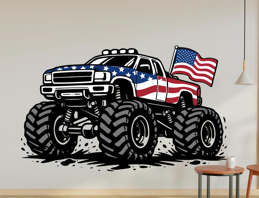 Monster Truck Wall Decal Truck Wall Sticker Car Art Truck Wall Vinyl Wall Decal Truck Lover Room Gifts Vinyl Wall Art Stickers 1176RS