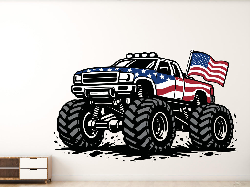 Monster Truck Wall Decal Truck Wall Sticker Car Art Truck Wall Vinyl Wall Decal Truck Lover Room Gifts Vinyl Wall Art Stickers 1176RS