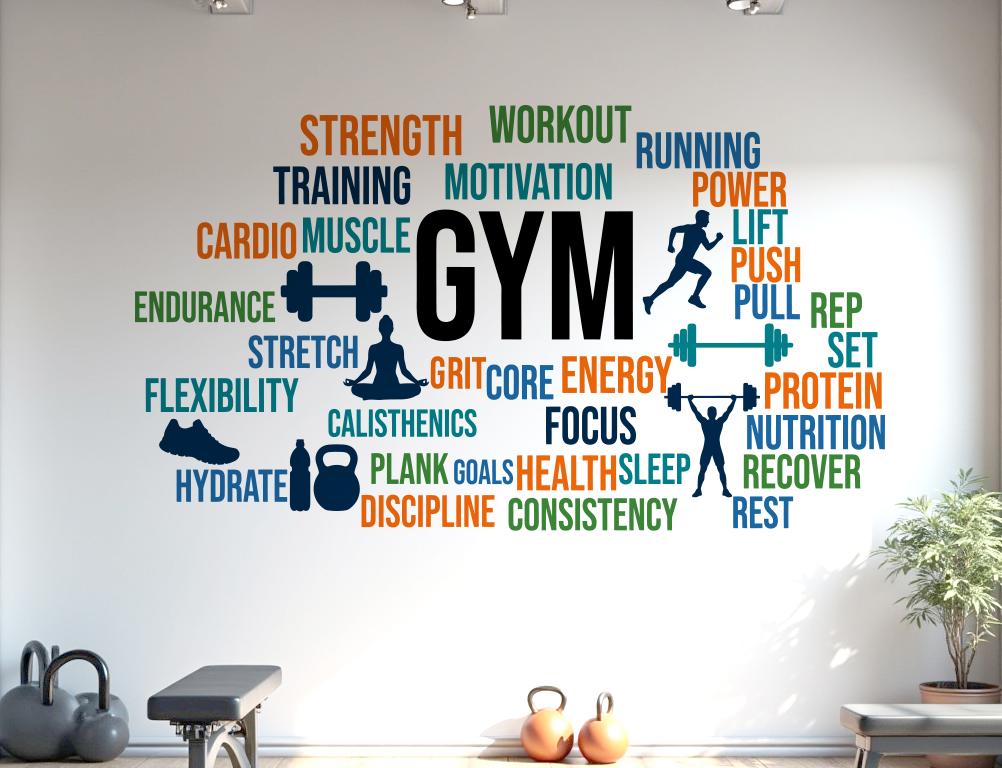 Gym Wall Decal, Inspirational Words, Gym Decal, Fitness Collage, Gym Wall Art Gym Decor Gym Wall Decor Motivational Art 1183RS