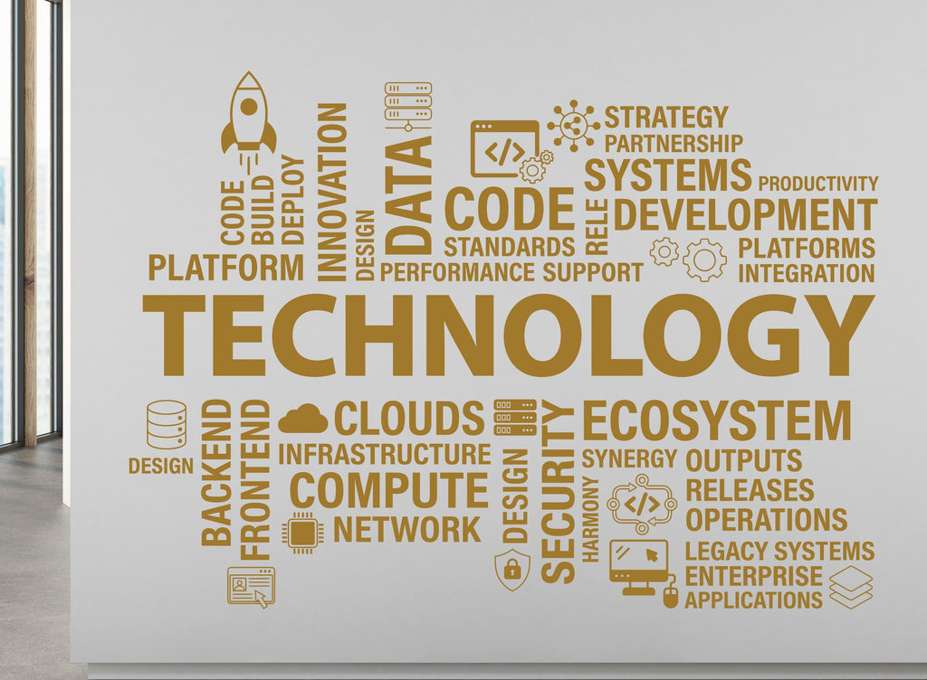 Technology Wall Decal, Circuit Board Wall Vinyl, Office Wall Decor, Business Software Wall Sticker, Computer It Decor Office 1185RS