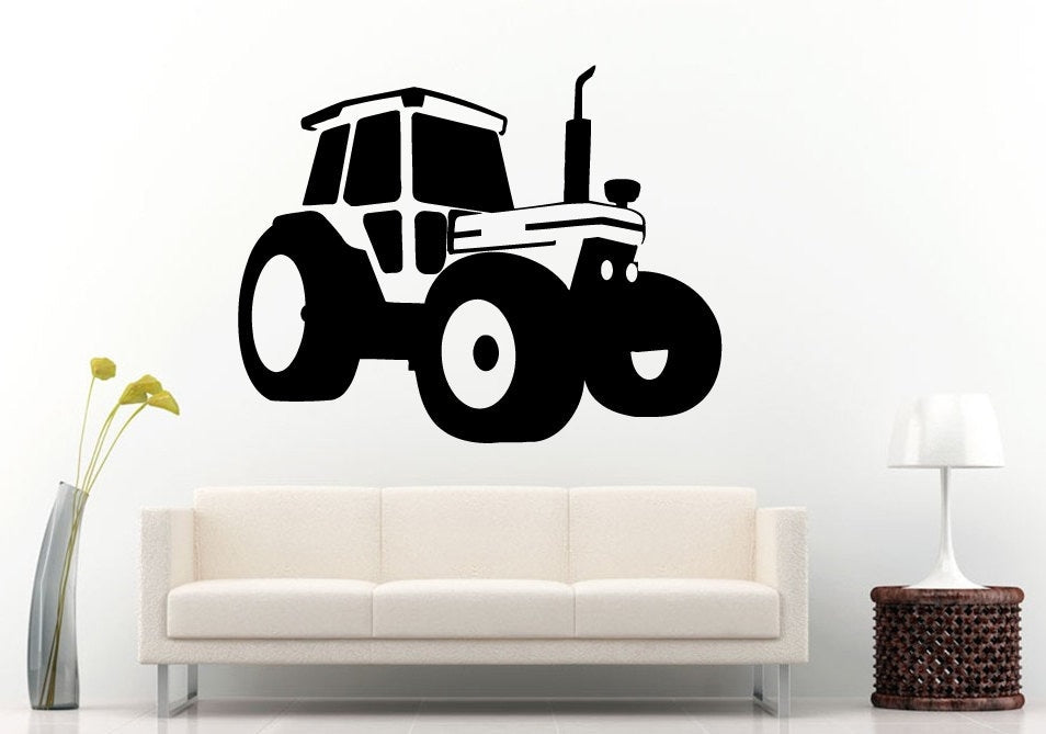 Tractor Trailer Big Tires Farm Vehicle Work Boys Room Kids Children Toddler Wall Decal Vinyl Sticker Mural Room Decor L1093