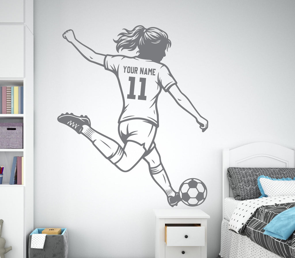 Soccer Girl wall decal Sport Wall Decal Kids Decal Personalized Gifts wall Vinyl Wall Sticker Boy Room 1190RS