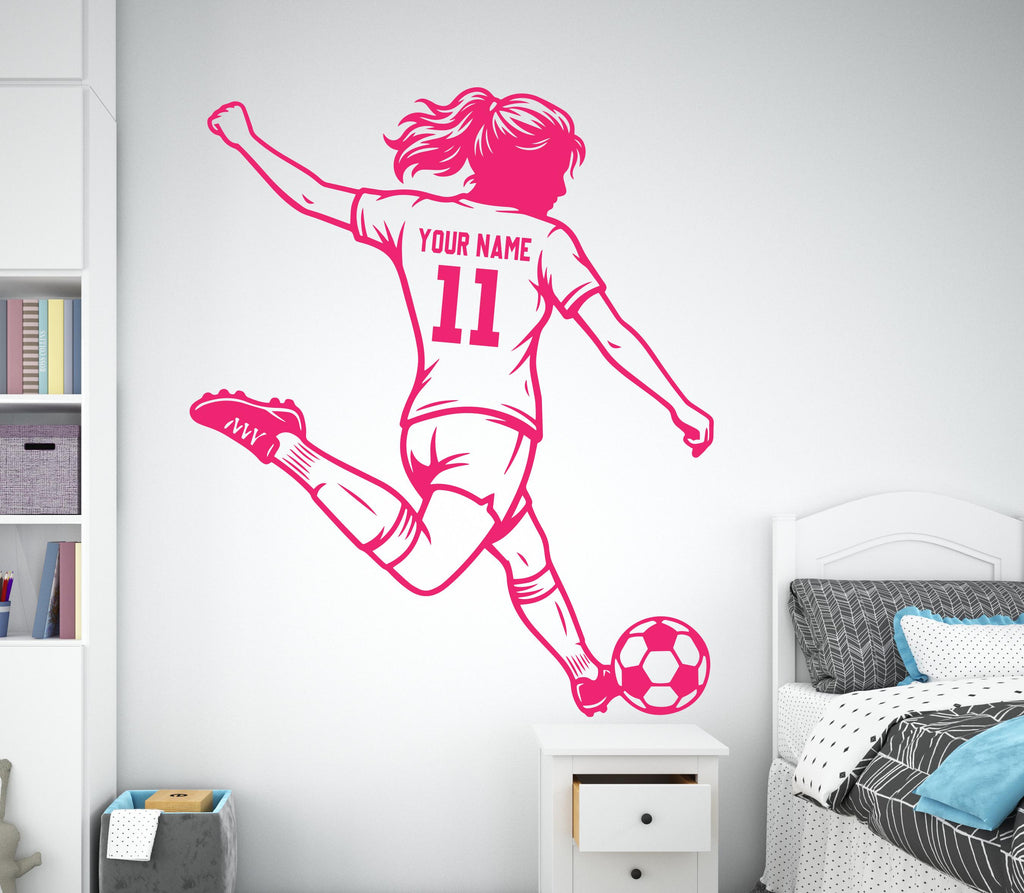 Soccer Girl wall decal Sport Wall Decal Kids Decal Personalized Gifts wall Vinyl Wall Sticker Boy Room 1190RS