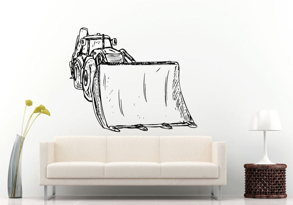 Mechanical Bulldozer Digger Big Tires Farmer Vehicle Work Boys Room Kids Children Toddler Wall Decal Vinyl Sticker Mural Room Decor L1106