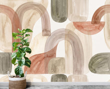 Load image into Gallery viewer, Abstract Watercolor Wallpaper | Neutral Geometric Wall Mural | Boho Japandi Wallpaper | Modern Minimalist Peel and Stick Decor