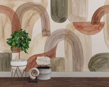 Load image into Gallery viewer, Abstract Watercolor Wallpaper | Neutral Geometric Wall Mural | Boho Japandi Wallpaper | Modern Minimalist Peel and Stick Decor